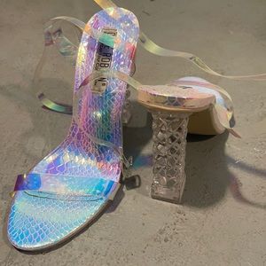 Clear strappy heels